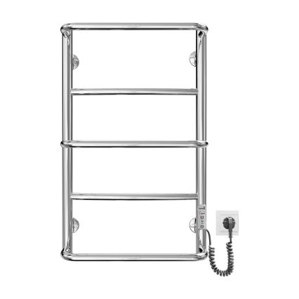 Vonios kambario kopėčių radiatorius LUX 65W/230V 66x42 cm iš nerūdijančio plieno/blizgaus chromo, dešinysis