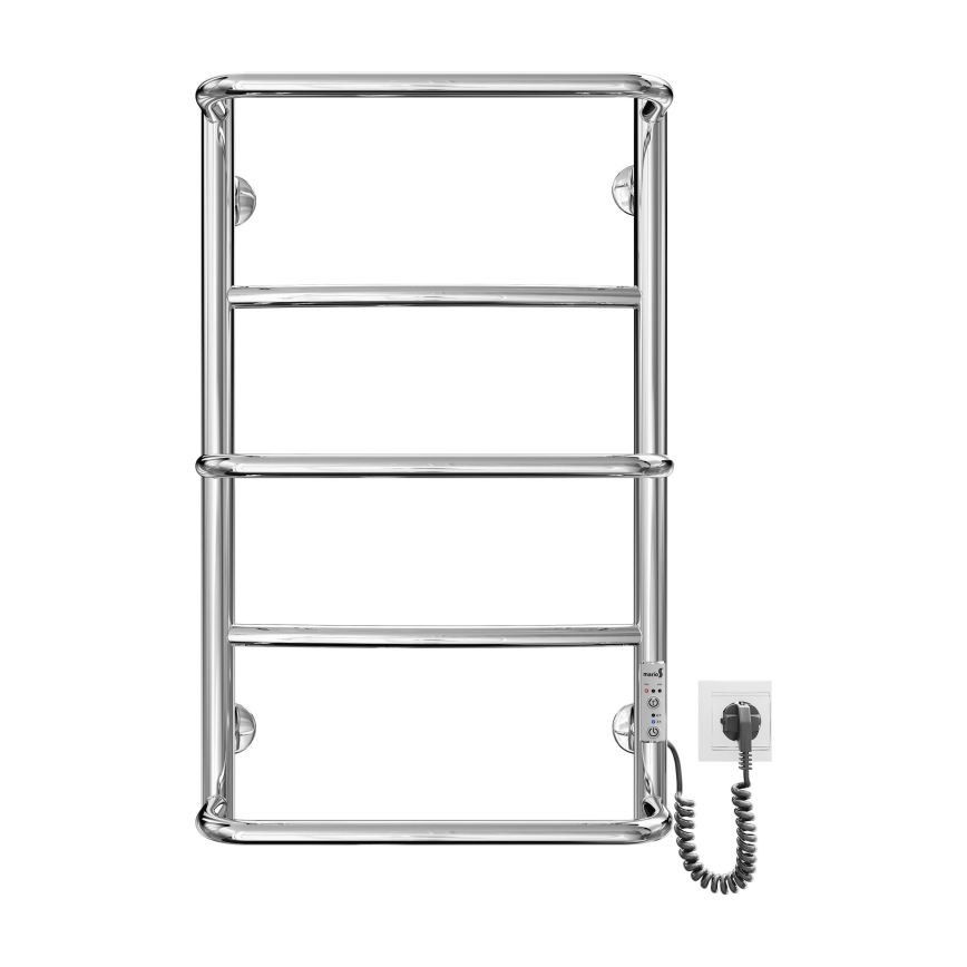 Vonios kambario kopėčių radiatorius LUX 65W/230V 66x42 cm iš nerūdijančio plieno/blizgaus chromo, dešinysis