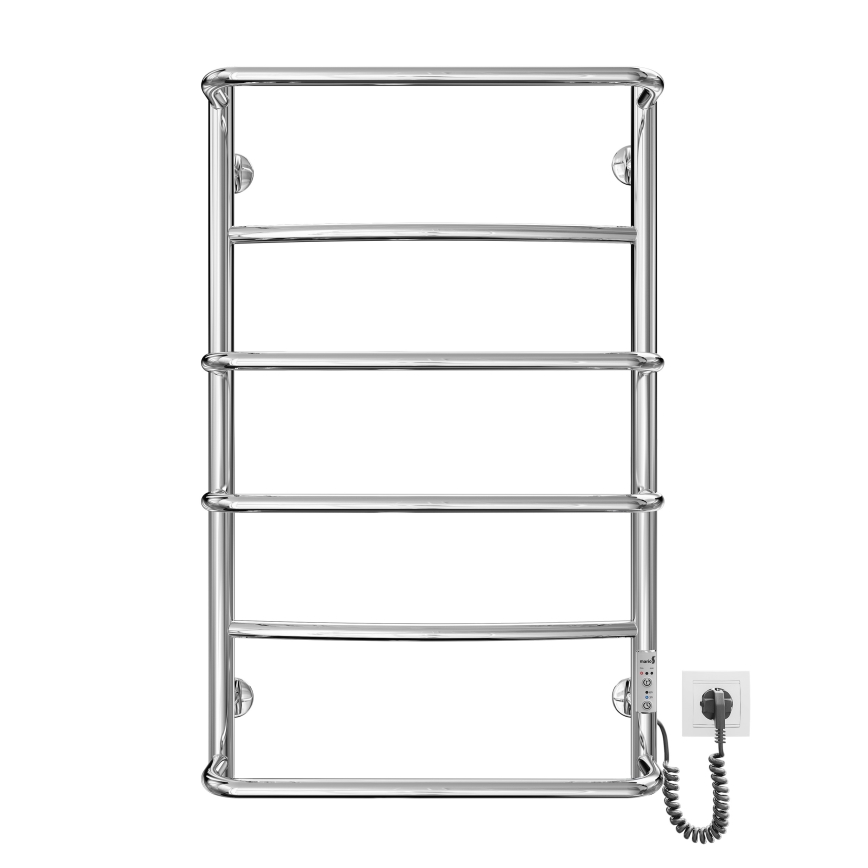Vonios kambario kopėčių tipo radiatorius LUX 105W/230V 81x52 cm, nerūdijantis plienas/blizgus chromas, dešinysis