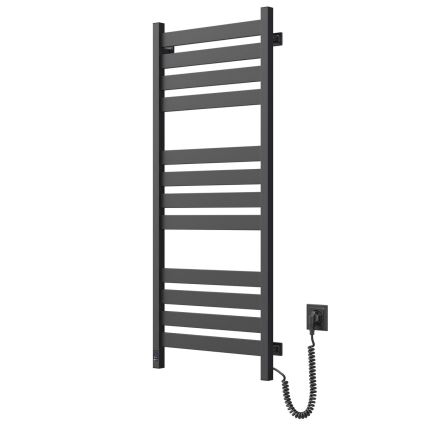 Vonios kambario kopėčių radiatorius su termostatu LARGO 541W/230V 120,6 cm IP44, juodas, dešinysis, kampinis