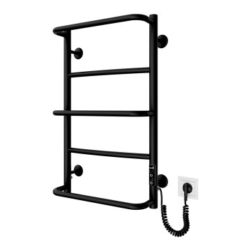 Vonios kambario kopėtinis radiatorius LUX 65W/230V 66x42 cm nerūdijančio plieno/juodas, dešininė versija