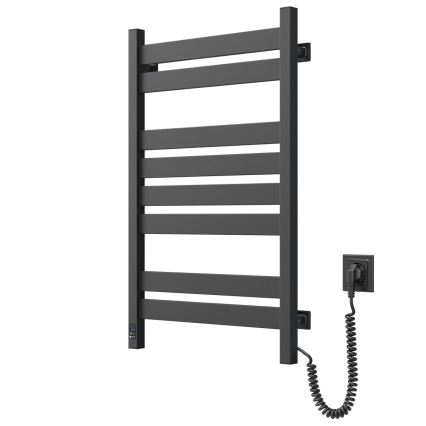 Vonios rankšluosčių radiatorius su termostatu LARGO 432W/230V 80,6 cm IP44, juodas, dešinysis, kampuotas
