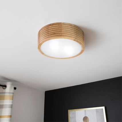 Vonios kambario lubinis šviestuvas LINARO 2xE27/15W/230V IP54, ąžuolo apdaila, Ø 27 cm