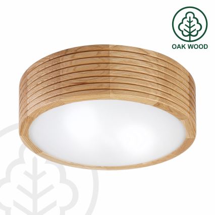 Vonios kambario lubinis šviestuvas LINARO 2xE27/15W/230V IP54, ąžuolo apdaila, Ø 27 cm