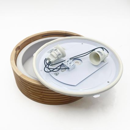 Vonios kambario lubinis šviestuvas LINARO 2xE27/15W/230V IP54, ąžuolo apdaila, Ø 27 cm
