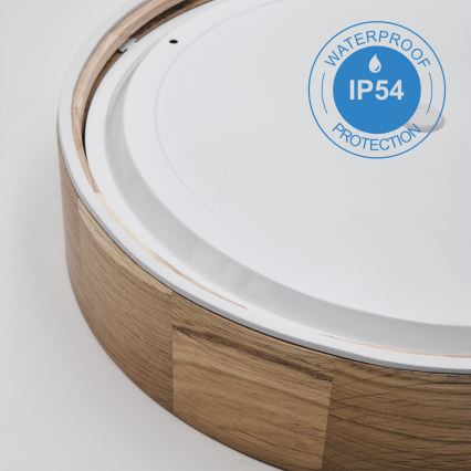 Vonios kambario lubinis šviestuvas OAK 3xE27/15W/230V, ąžuolas, Ø 37 cm, IP54