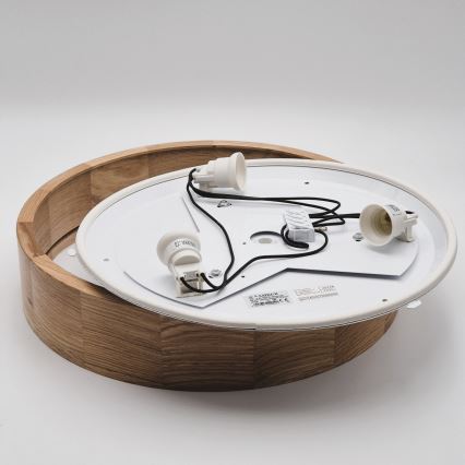 Vonios kambario lubinis šviestuvas OAK 3xE27/15W/230V, ąžuolas, Ø 37 cm, IP54