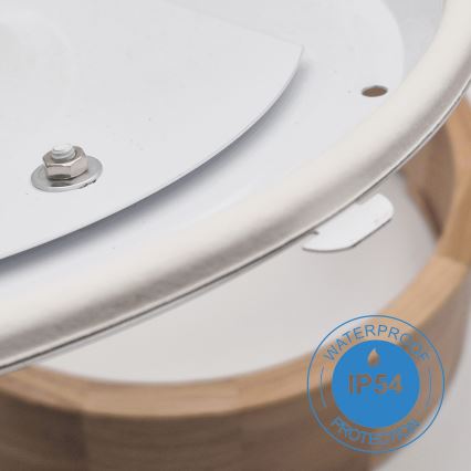 Vonios kambario lubinis šviestuvas OAK 3xE27/15W/230V, ąžuolas, Ø 37 cm, IP54