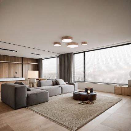 Vonios kambario lubinis šviestuvas su judesio jutikliu CLEO 3xE27/24W/230V skersm. 37,5 cm IP54 ąžuolas