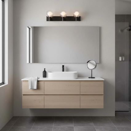 Vonios kambario sieninis šviestuvas POLA 3xG9/5W/230V IP44 juodas/skaidrus