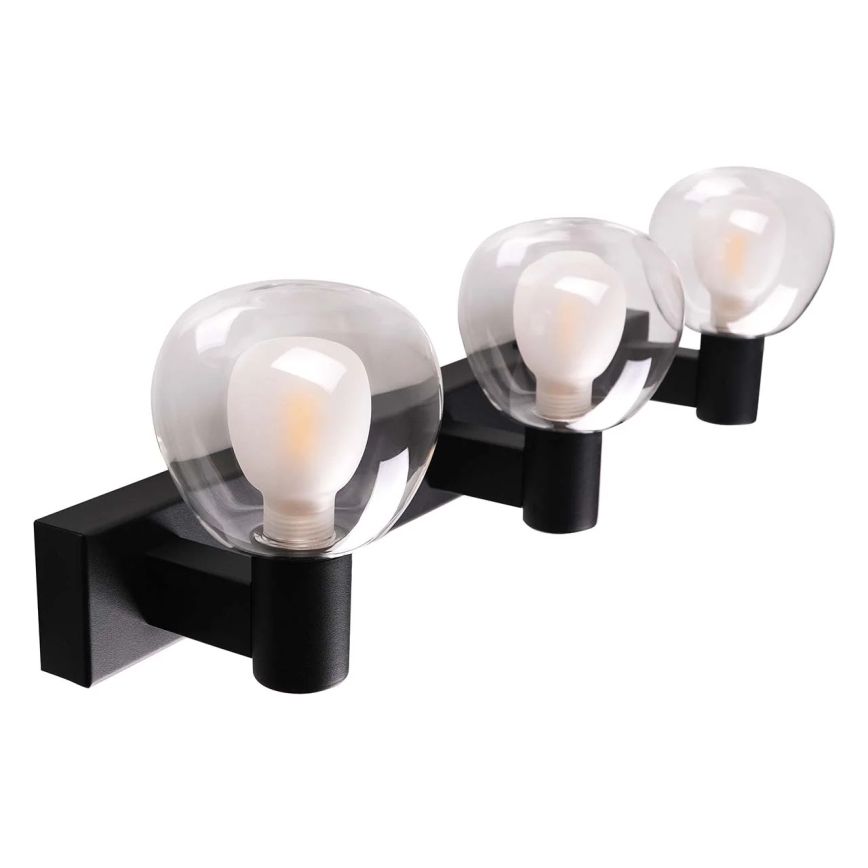 Vonios kambario sieninis šviestuvas POLA 3xG9/5W/230V IP44 juodas/skaidrus