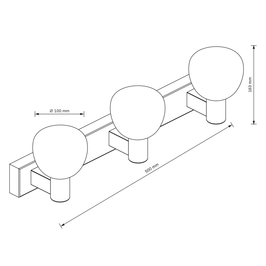 Vonios kambario sieninis šviestuvas POLA 3xG9/5W/230V IP44 juodas/skaidrus