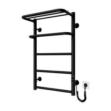 Vonios kopėčių radiatorius HOTEL, 75W/230V, 66x42 cm, nerūdijančio plieno/juodas, dešininis