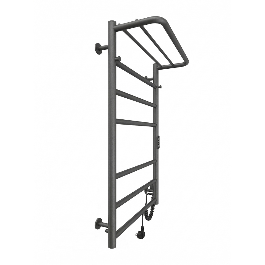 Vonios kopėčių tipo rankšluosčių radiatorius HOME 95W/230V 77x53 cm nerūdijančio plieno/antracitas, dešinės pusės