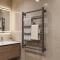 Vonios kopėčių tipo rankšluosčių radiatorius INOX FLAT 122W/230V 57x43 cm nerūdijančio plieno/antracitas