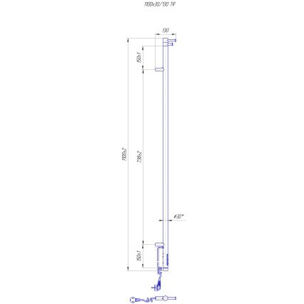 Vonios radiatorius RAY 25W/230V 110x30 cm IP44 nerūdijančio plieno/antracitas