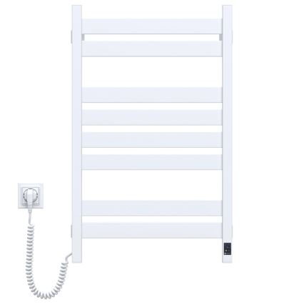 Vonios kopėstinis rankšluosčių radiatorius su termostatu LARGO 432W/230V 80,6 cm IP44 baltas kairinis kampuotas