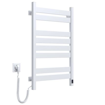 Vonios kopėstinis rankšluosčių radiatorius su termostatu LARGO 432W/230V 80,6 cm IP44 baltas kairinis kampuotas