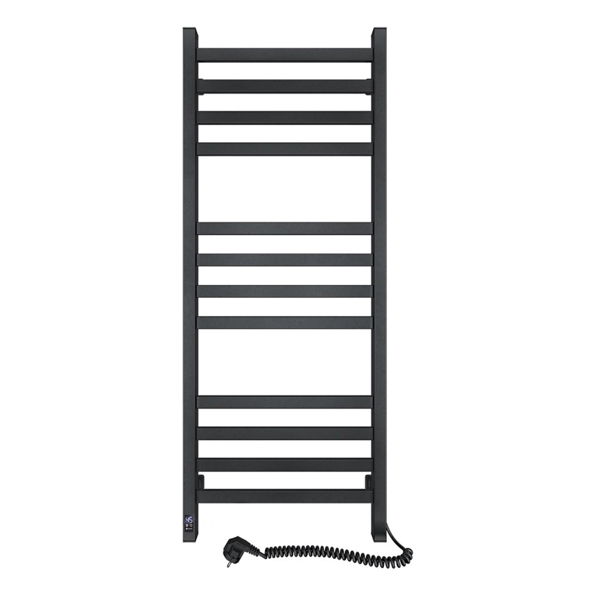 Vonios rankšluosčių radiatorius su termostatu AVANGARD 459W/230V, 120,6 cm, IP44, juodas, dešininis, kampuotas