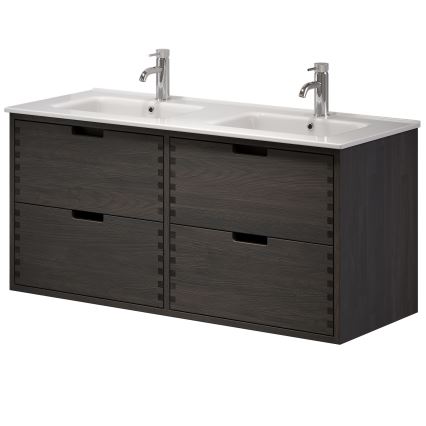 Vonios spintelė su kriaukle GRIBSKOV 120 cm ruda/ąžuolas/balta