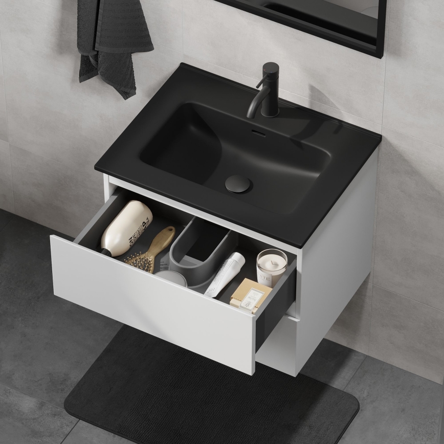 Vonios spintelė su kriaukle KENWOOD 61x52x45 cm balta/juoda