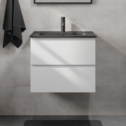 Vonios spintelė su kriaukle KENWOOD 61x52x45 cm balta/juoda