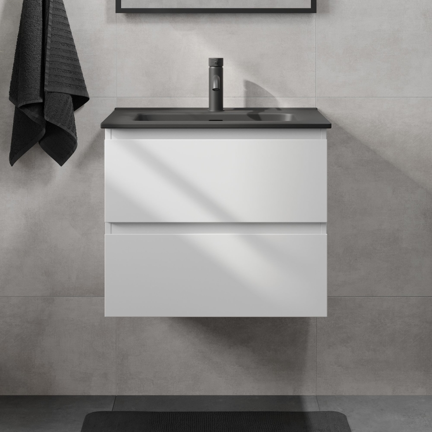 Vonios spintelė su kriaukle KENWOOD 61x52x45 cm balta/juoda