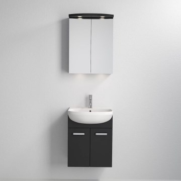 Vonios spintelė su praustuvu ASTRID + LED veidrodinė spintelė 4xLED/4,3W/230V IP44 juoda