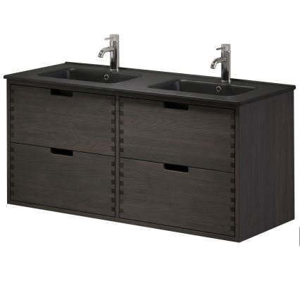 Vonios spintelė su praustuvu GRIBSKOV 120 cm ruda/ąžuolas/juoda