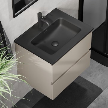 Vonios spintelė su praustuvu KENWOOD, 61x52x45 cm, Marakesh/juoda