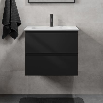 Vonios spintelė su praustuvu KENWOOD 61x52x47 cm juoda/balta