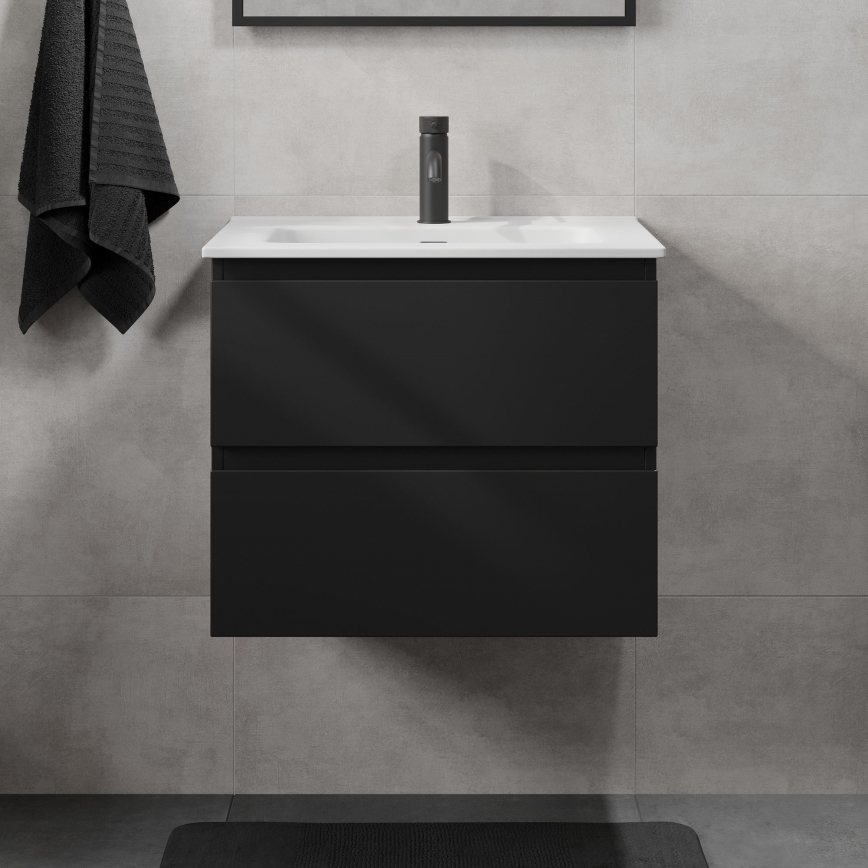 Vonios spintelė su praustuvu KENWOOD 61x52x47 cm juoda/balta