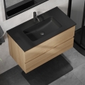 Vonios spintelė su praustuvu KENWOOD 91 cm ąžuolas/juoda