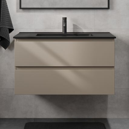 Vonios spintelė su praustuvu KENWOOD 91 cm Marakesh/juoda