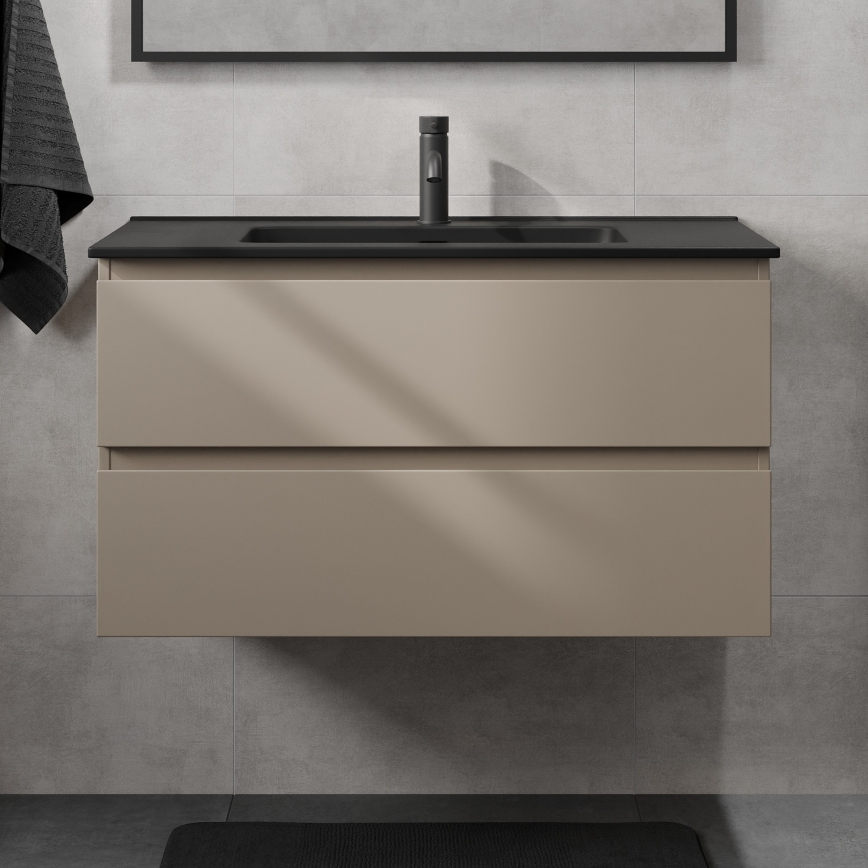 Vonios spintelė su praustuvu KENWOOD 91 cm Marakesh/juoda