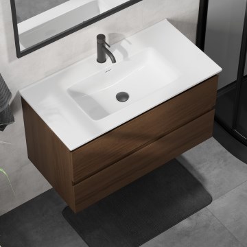 Vonios spintelė su praustuvu KENWOOD 91 cm riešutas/balta