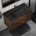 Vonios spintelė su praustuvu KENWOOD 91 cm riešutas/juoda