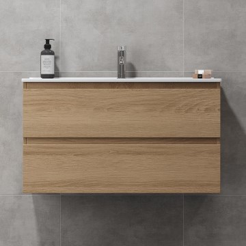 Vonios spintelė su praustuvu KENWOOD 91x50x45 cm ąžuolas
