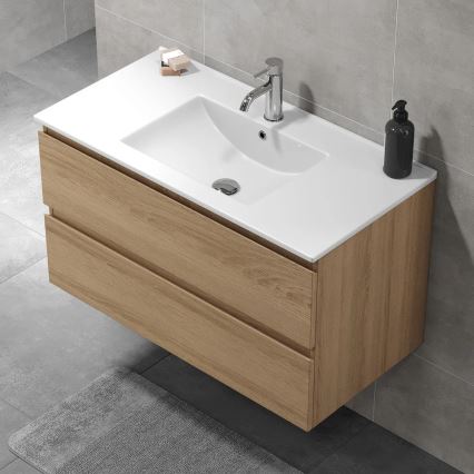 Vonios spintelė su praustuvu KENWOOD 91x50x45 cm ąžuolas