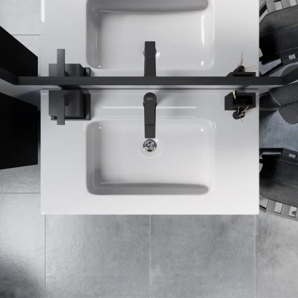 Vonios spintelė su praustuvu MOLDE 80 cm juoda