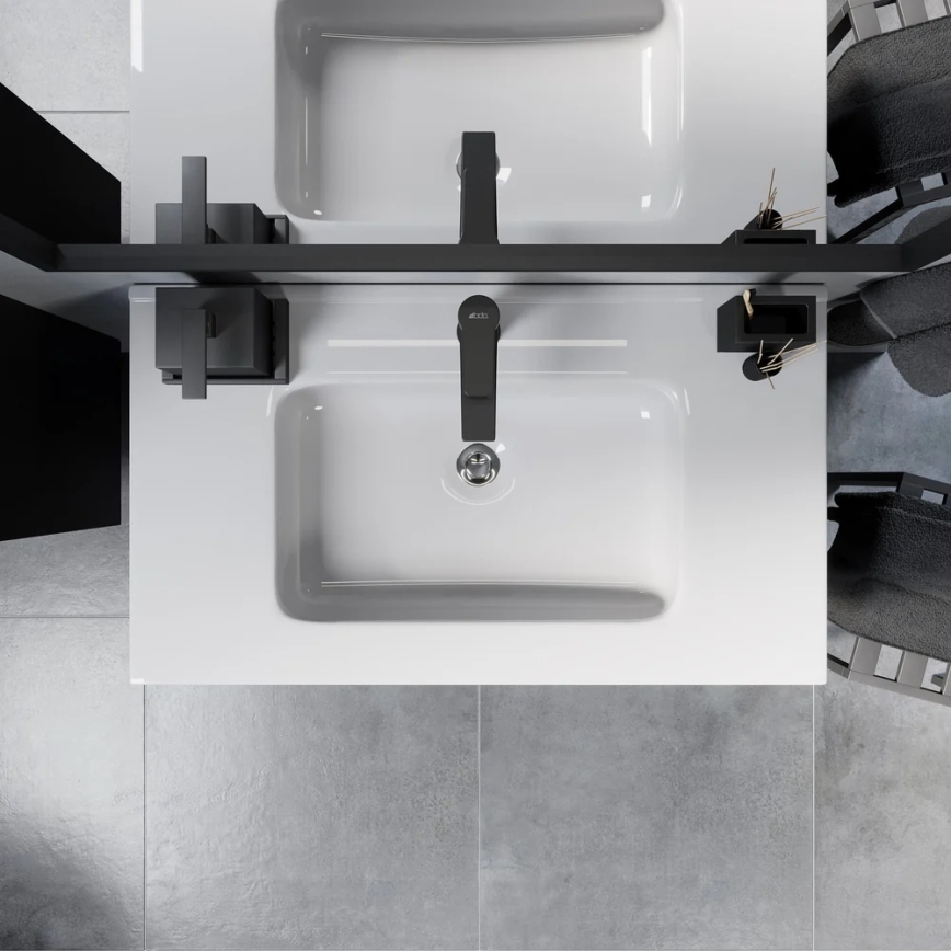 Vonios spintelė su praustuvu MOLDE 80 cm juoda