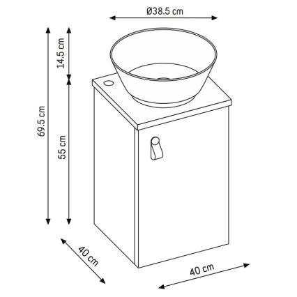 Vonios spintelė su praustuvu TAARNHOLM pilka