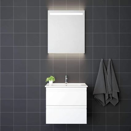 Vonios spintelė su praustuvu VIGO + LED sieninis veidrodis su apšvietimu LED/10W/230V IP44 baltos spalvos