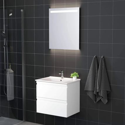 Vonios spintelė su praustuvu VIGO + LED sieninis veidrodis su apšvietimu LED/10W/230V IP44 baltos spalvos
