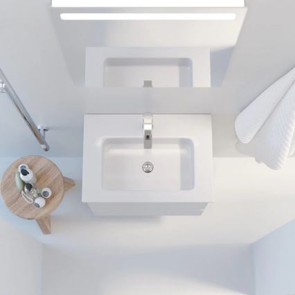 Vonios spintelė su praustuvu VIGO + LED sieninis veidrodis su apšvietimu LED/10W/230V IP44 baltos spalvos