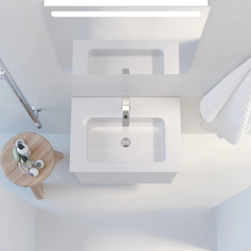 Vonios spintelė su praustuvu VIGO + LED sieninis veidrodis su apšvietimu LED/10W/230V IP44 baltos spalvos