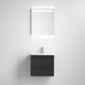 Vonios spintelė su praustuvu VIGO + sieninis LED veidrodis su apšvietimu LED/10W/230V IP44, juodos spalvos