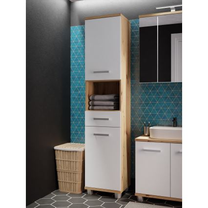 Vonios spintelė VENOM balta/ąžuolas Artisan