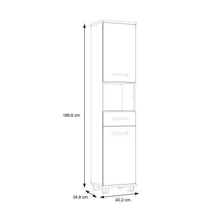 Vonios spintelė VENOM, balta/ąžuolas Sonoma