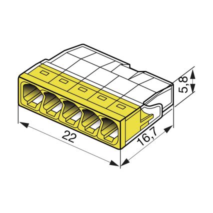 WAGO 2273-205 - Jungiamosios dėžutės terminalas COMPACT 5x2,5 450V geltonas